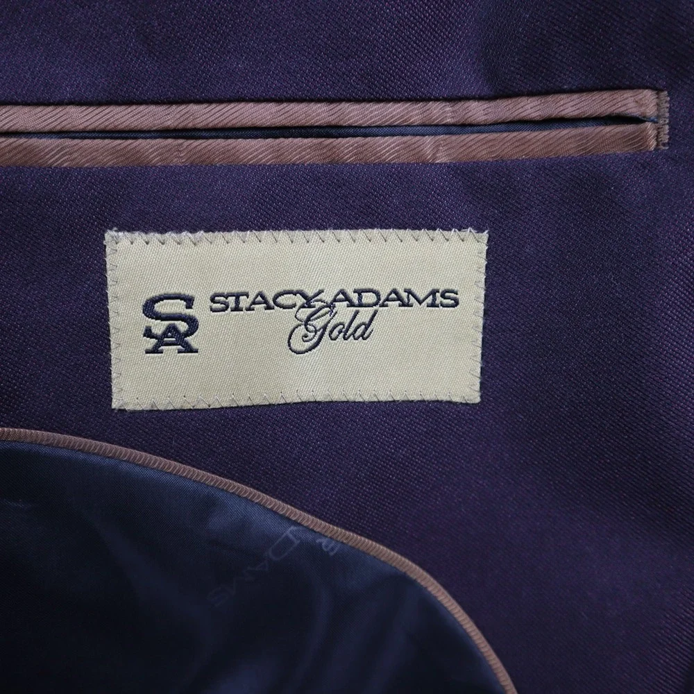 Stacy Adams Blazer Mens 48L Gold Single Breasted Burgundy Iridescent Sport Coat